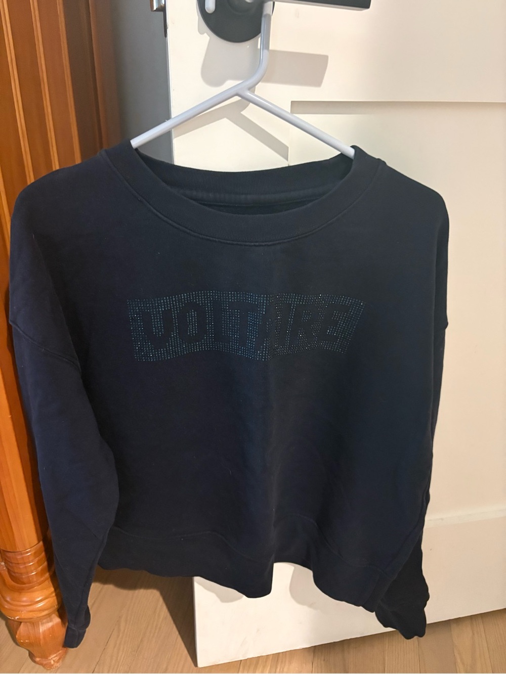 Zadig & Voltaire Navy Rhinestone Logo Crewneck Sweatshirt